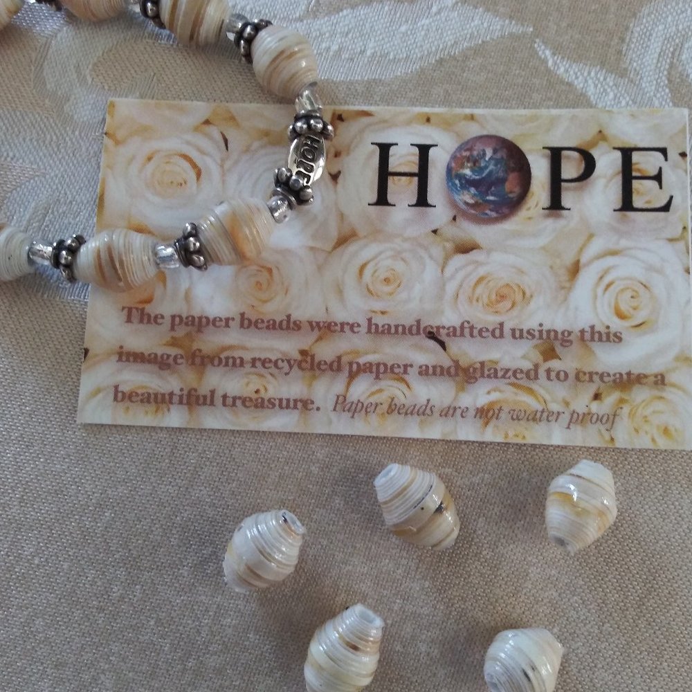 HOPE for the Planet Handcrafted Paper Bead Bracelet - Aspen Rose